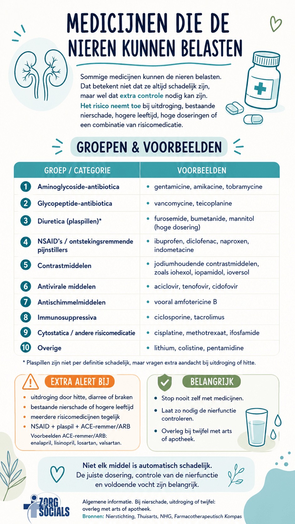 Medicijnen die de nieren kunnen belasten